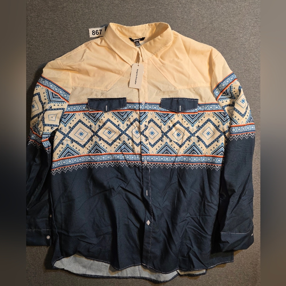 NWT Ouku Mens 3X Button Down. New Mexican Cowboy. Rodeo, Cattledrive Western.
